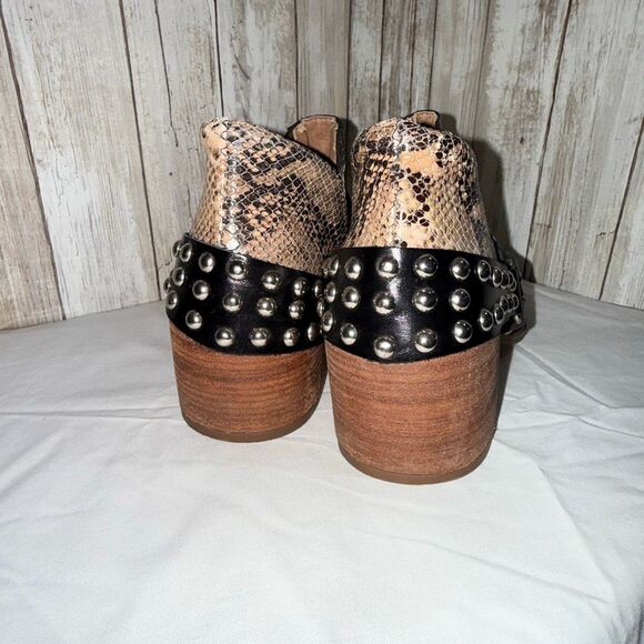 Green & Black Snakeskin Studded Harness Ankle Boots | Western Boho Rocker Bootie - Picture 5 of 13